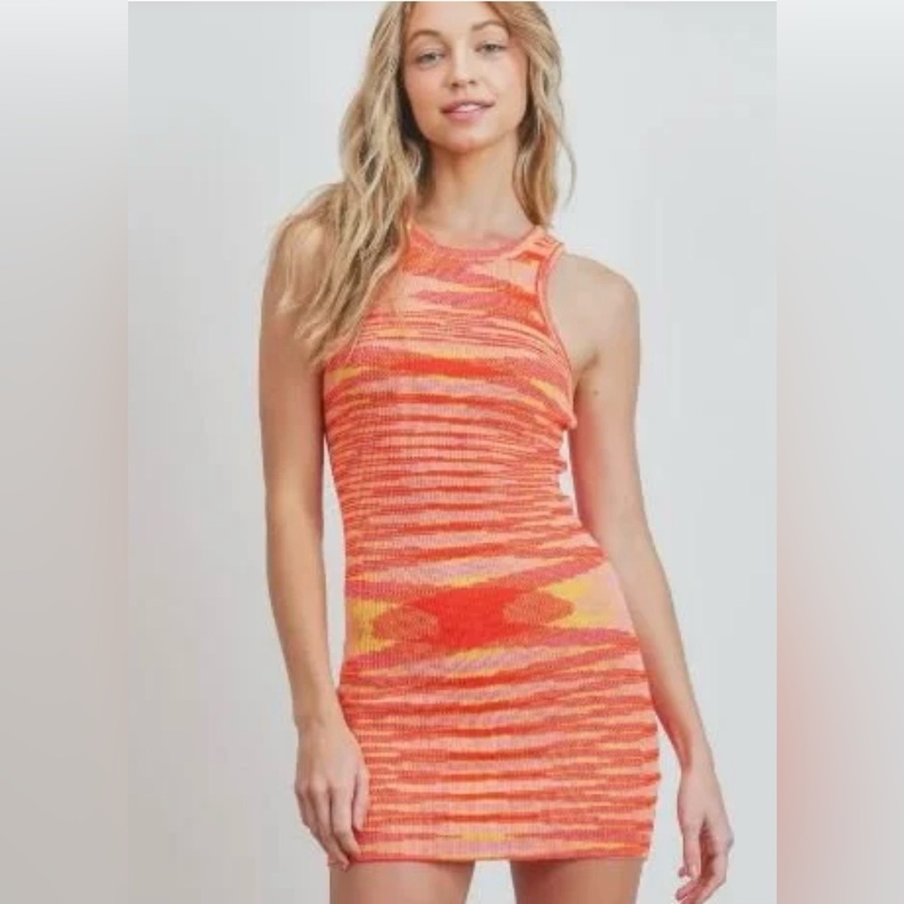 Princess Polly Knit Mini Bodycon dress Red/Orange/Yellow - 0